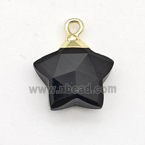 Natural Black Onyx Agate Star Pendant