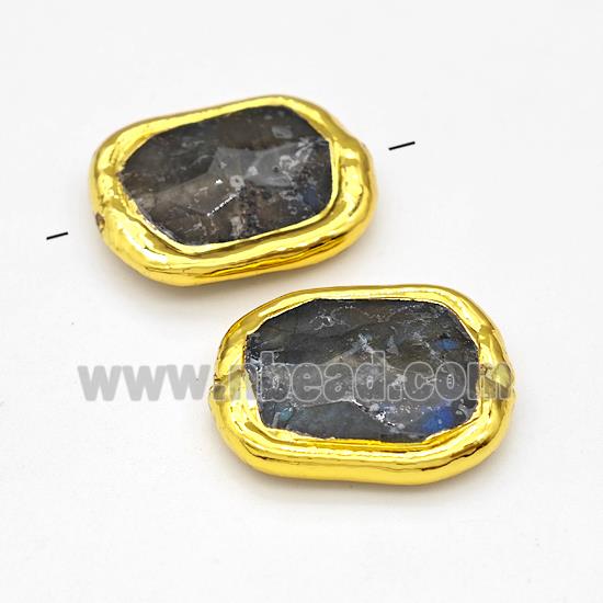 Natural Labradorite Beads Freeform Gold Plated