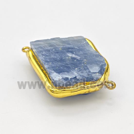 Natural Iolite Nugget Connector Blue Gold Plated