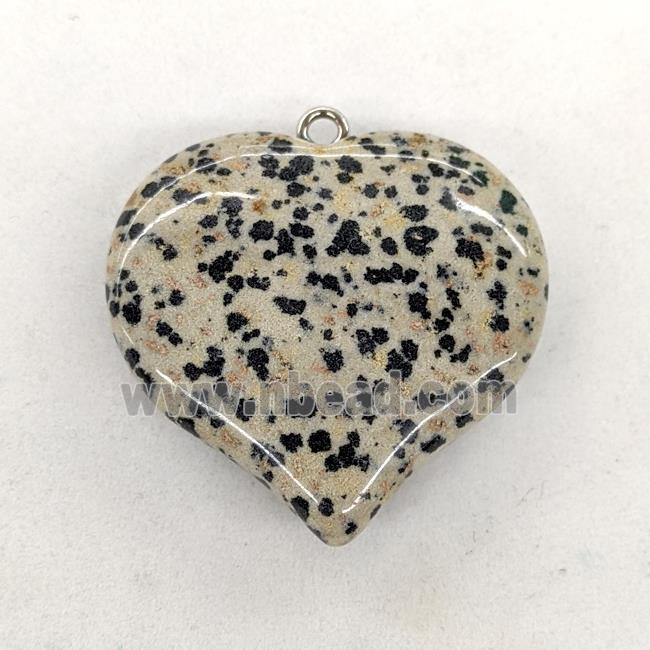 Natural Dalmatian Jasper Heart Pendant