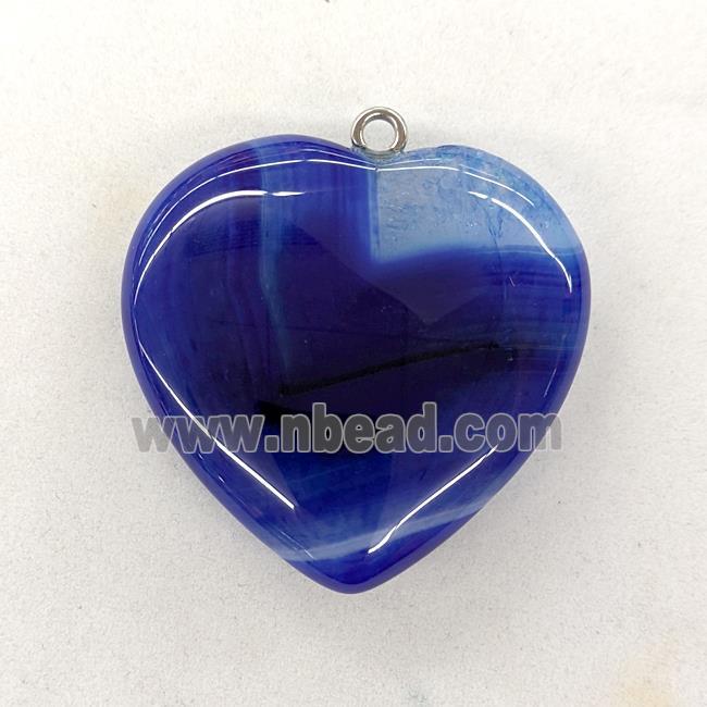 Natural Druzy Agate Heart Pendant Blue Dye