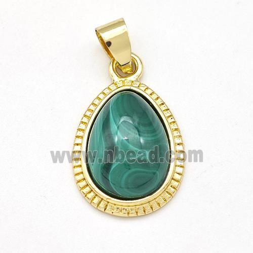 Green Malachite Teardrop Pendant Gold Plated