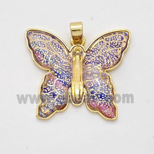 Purple Resin Butterfly Pendant Gold Plated