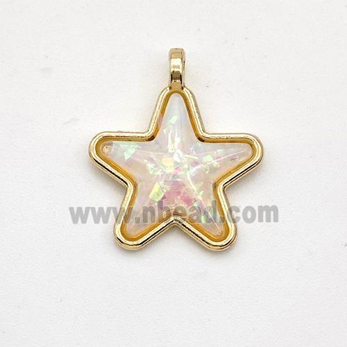 Copper Star Pendant Pave Fire Opal Gold Plated