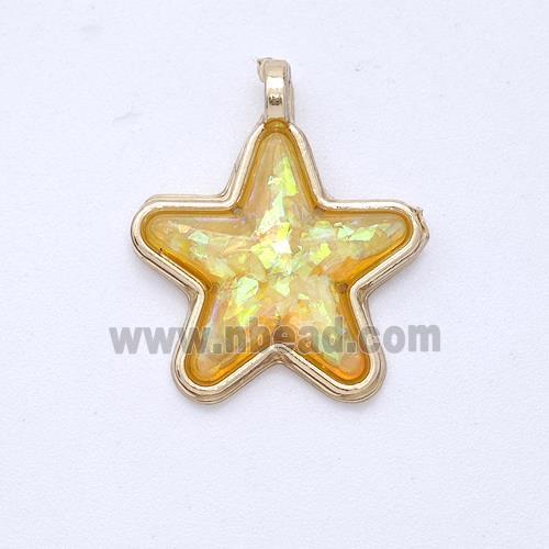 Copper Star Pendant Pave Champagne Fire Opal Gold Plated