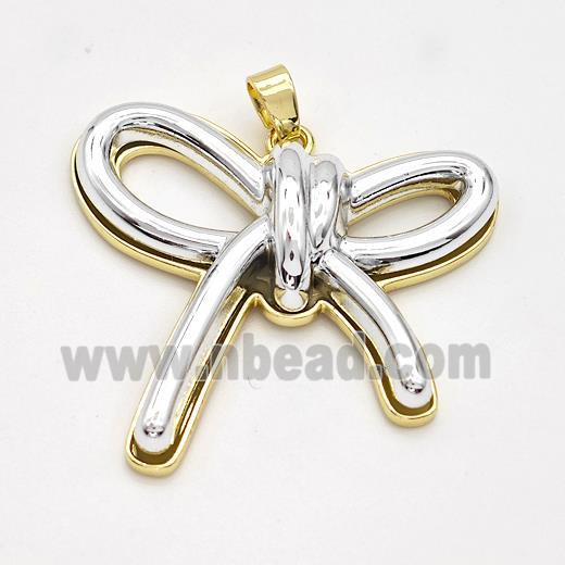 Copper Bowknot Pendant Pave Silver Resin Gold Plated