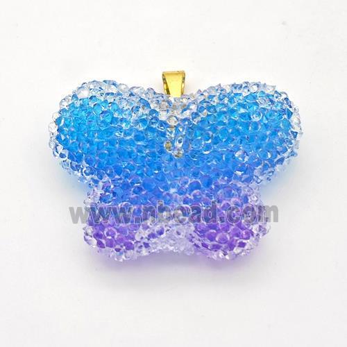 Resin Druzy Butterfly Pendant Blue