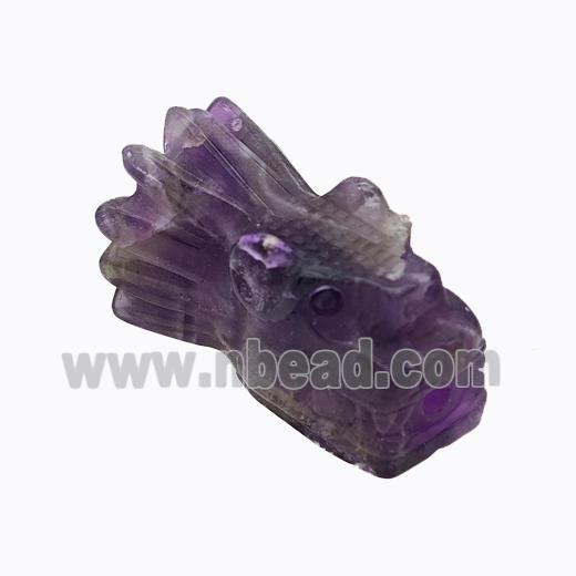 Natural Purple Fluorite Dragonhead Beads Carved