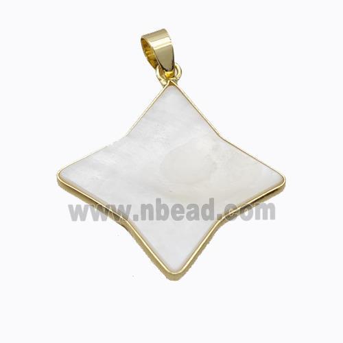 White Freshwater Shell Star Pendant Gold Plated