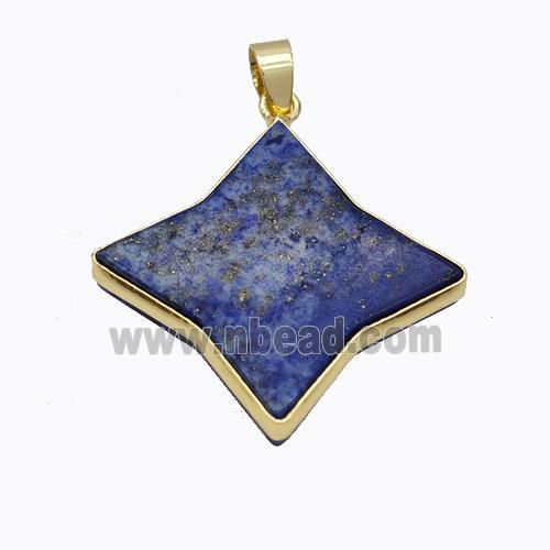 Blue Lapis Lazuli Star Pendant Gold Plated