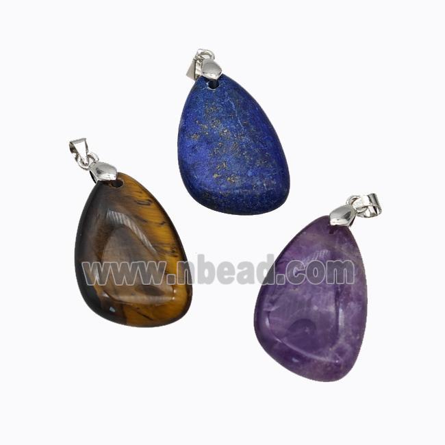 Natural Gemstone Teardrop Pendant