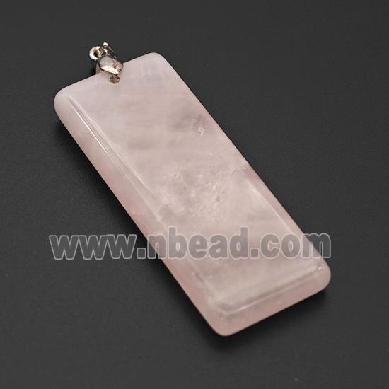 Natural Pink Rose Quartz Rectangle Pendant