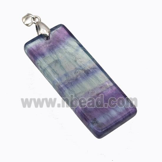 Natural Fluorite Rectangle Pendant Multicolor