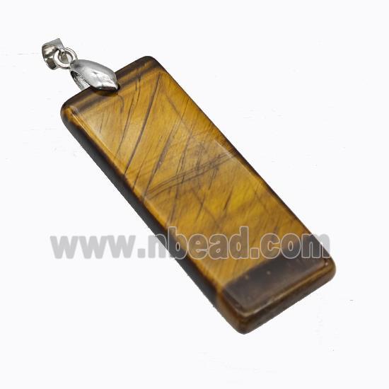 Natural Tiger Eye Stone Rectangle Pendant