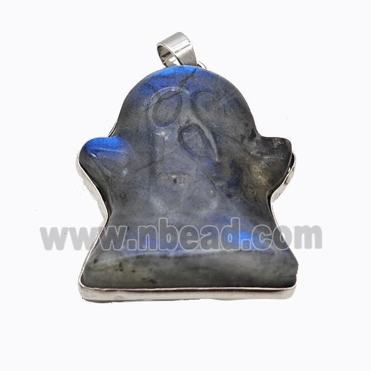 Natural Labradorite Ghost Pendant Carved