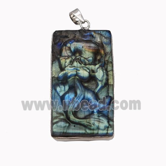 Natural Labradorite Mermaid Pendant Carved