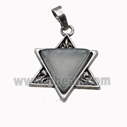 Alloy David Star Pendant Pave Aventurine Antique Silver