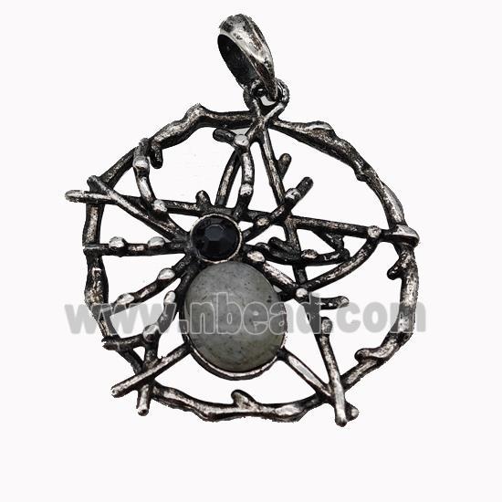 Alloy Spider Pendant Pave Labradorite Antique Silver