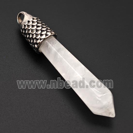 Clear Quartz Prism Pendant Alloy Antique Silver