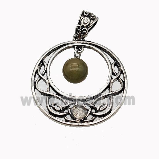 Alloy GoGo Pendant Pave Indian Agate Antique Silver