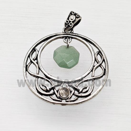 Alloy GoGo Pendant With Green Aventurine Antique Silver