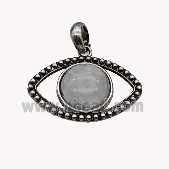 Alloy Eye Pendant Pave Clear Quartz Antique Silver