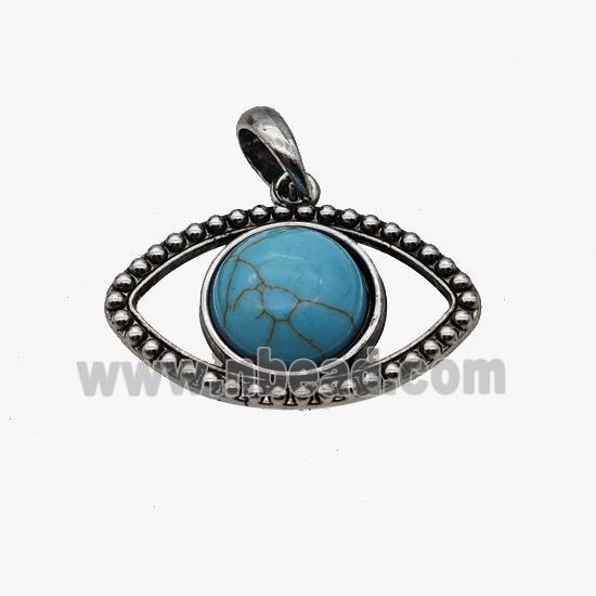 Alloy Eye Pendant Pave Blue Howlite Antique Silver