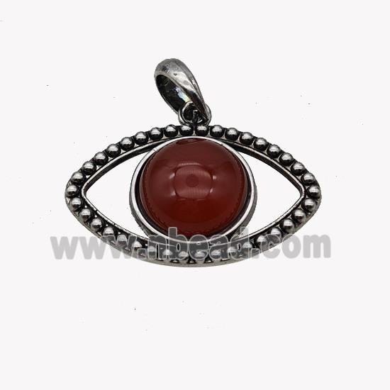 Alloy Eye Pendant Pave Red Agate Antique Silver