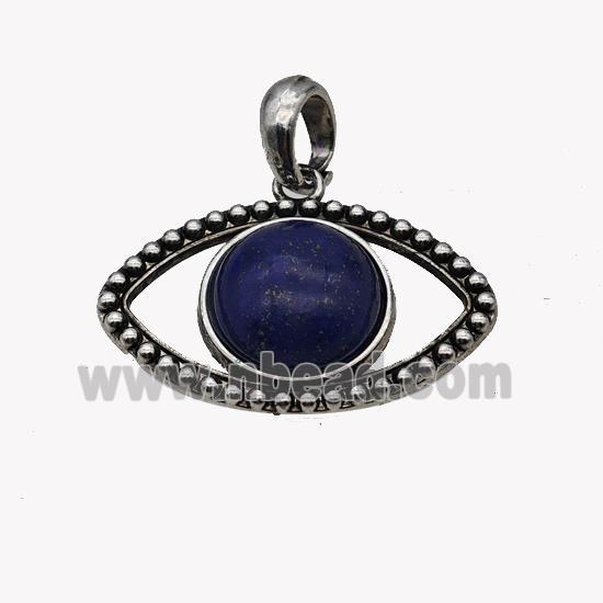 Alloy Eye Pendant Pave Blue Lapis Antique Silver