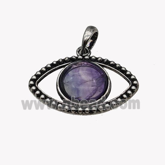 Alloy Eye Pendant Pave Fluorite Antique Silver