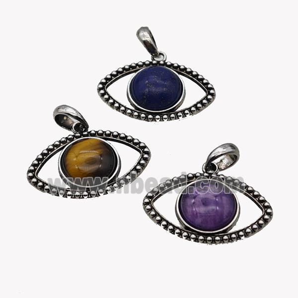 Alloy Eye Pendant Pave Gemstone Antique Silver Mixed