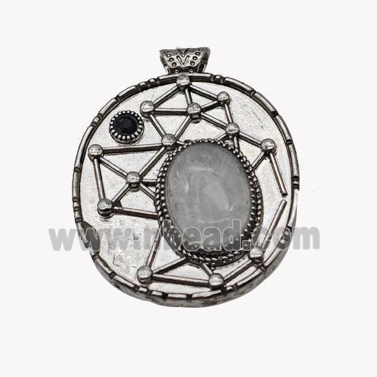 Alloy StarMap Pendant Pave Clear Quartz Antique Silver