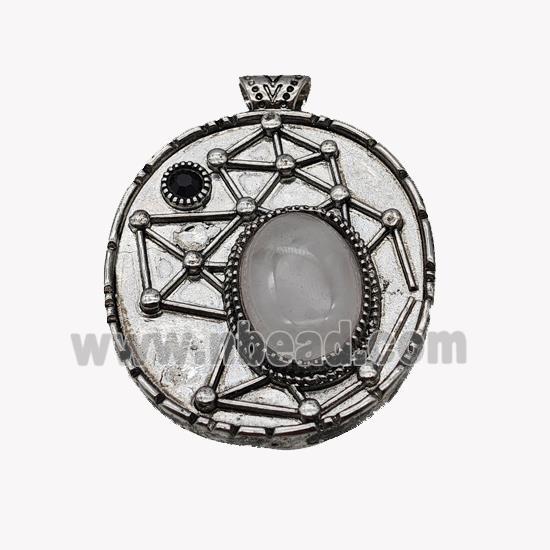 Alloy StarMap Pendant Pave Rose Quartz Antique Silver