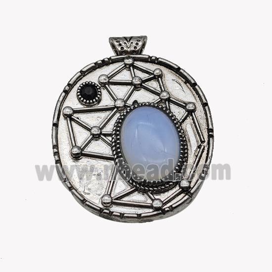 Alloy StarMap Pendant Pave Opalite Antique Silver