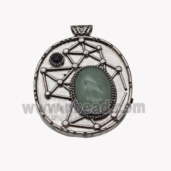 Alloy StarMap Pendant Pave Green Aventurine Antique Silver