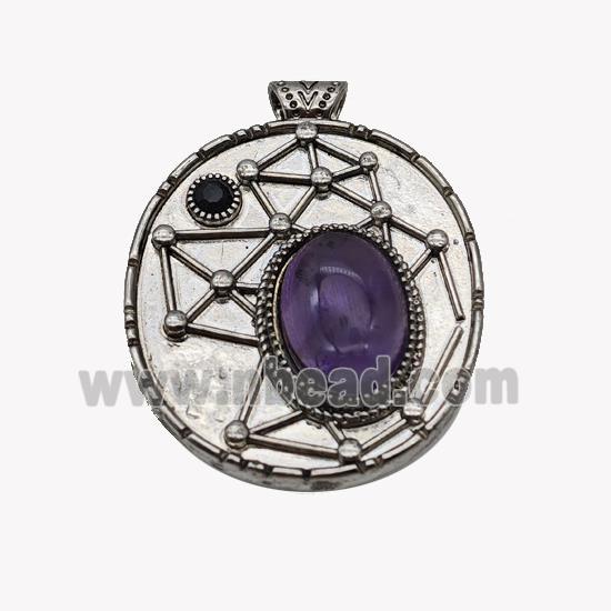 Alloy StarMap Pendant Pave Purple Amethyst Antique Silver