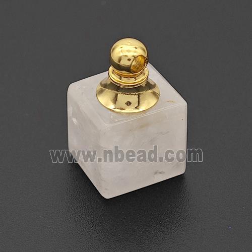 Natural Clear Quartz Perfume Bottle Pendant Cube