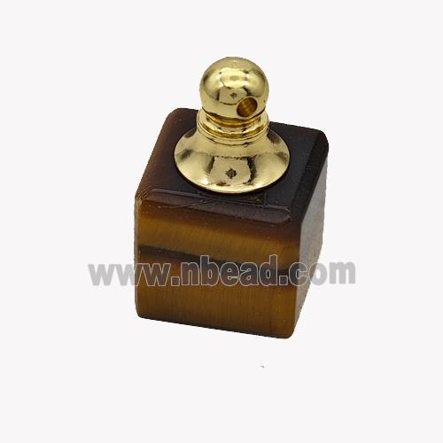 Natural Tiger Eye Stone Perfume Bottle Pendant Cube