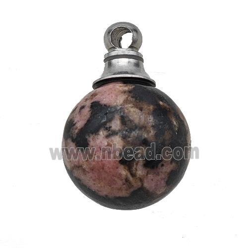 Natural Chinese Rhodonite Perfume Bottle Pendant Sphere