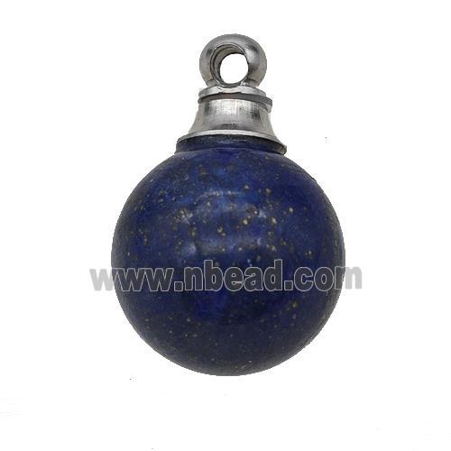 Natural Blue Lapis Lazuli Perfume Bottle Pendant Sphere