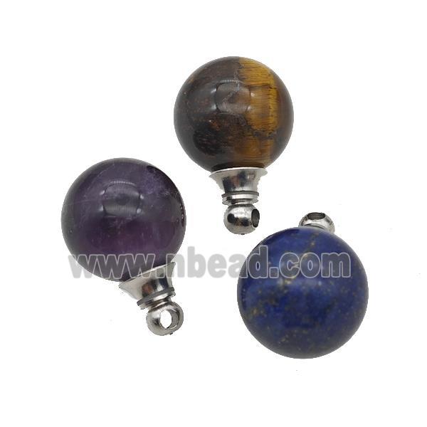 Natural Gemstone Perfume Bottle Pendant Sphere Mixed