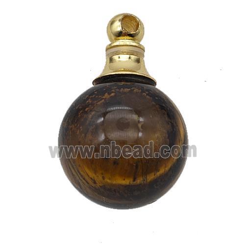 Natural Tiger Eye Stone Perfume Bottle Pendant Sphere