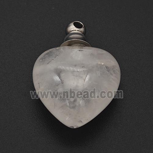 Natural Clear Quartz Perfume Bottle Pendant Heart