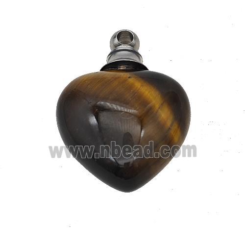 Natural Tiger Eye Stone Perfume Bottle Pendant Heart