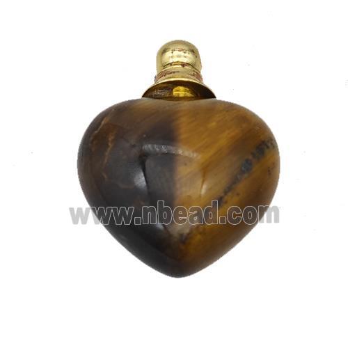 Natural Tiger Eye Stone Perfume Bottle Pendant Heart