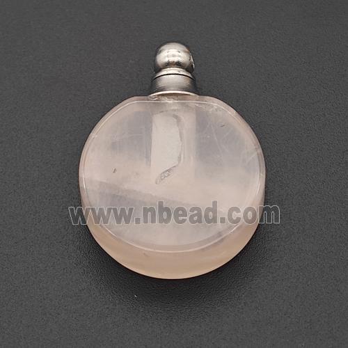 Natural Pink Rose Quartz Perfume Bottle Pendant