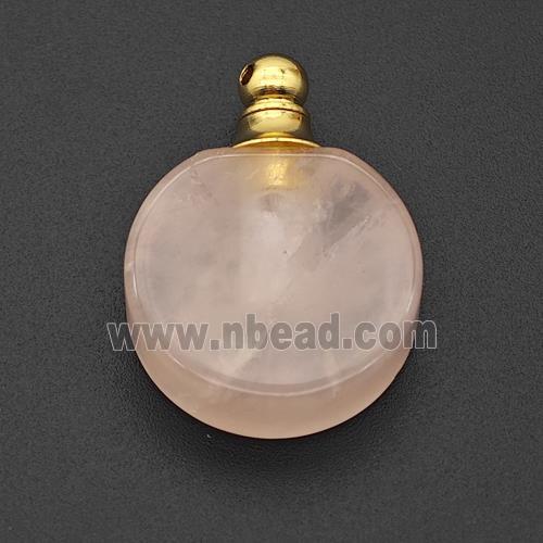 Natural Pink Rose Quartz Perfume Bottle Pendant