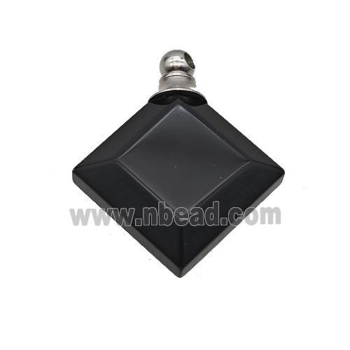 Natural Black Obsidian Perfume Bottle Pendant Square