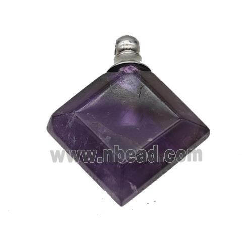 Natural Purple Amethyst Perfume Bottle Pendant Square