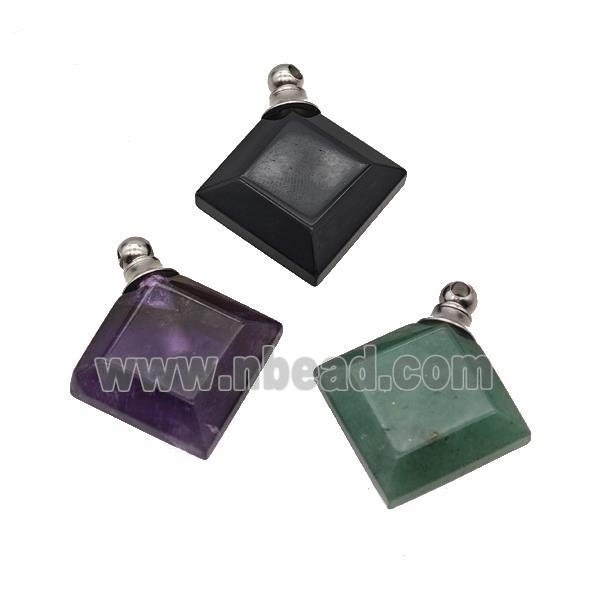 Natural Gemstone Perfume Bottle Pendant Square Mixed